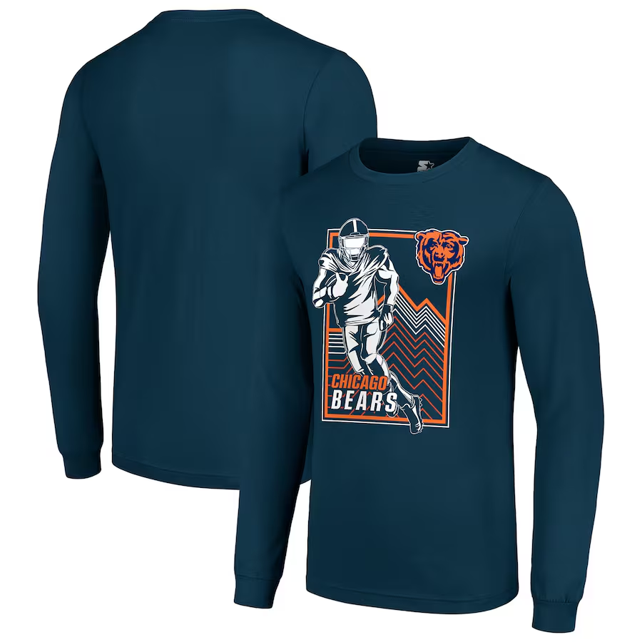 Men Chicago Bears blue 2024 NFL Long sleeve T Shirts->nfl t-shirts->Sports Accessory